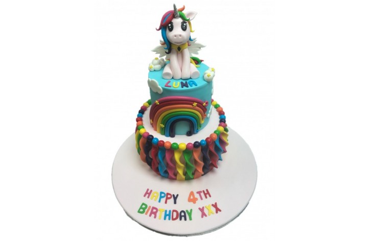 Unicorn Multi Coloured Tiered Cake